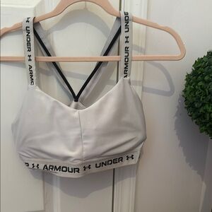 Under Armour Women's Cream Sports Bra with Black Straps